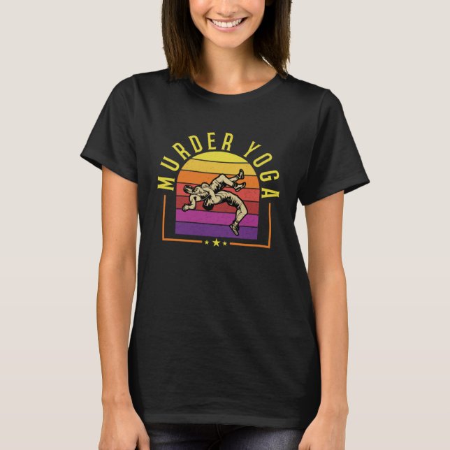 Camiseta Vintage Wrestling Murder Yoga Whistler Humor (Frente)