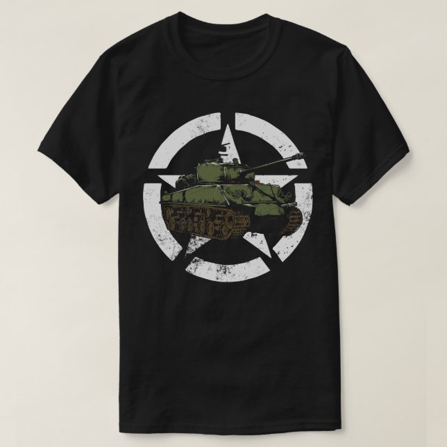 Camiseta Vintage WW2 Sherman Tank (Frente do Design)