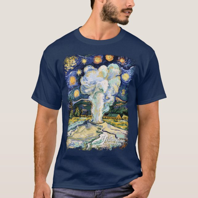 Camiseta Vintage Yellowstone Old Faithful Van Gogh Style (Frente)