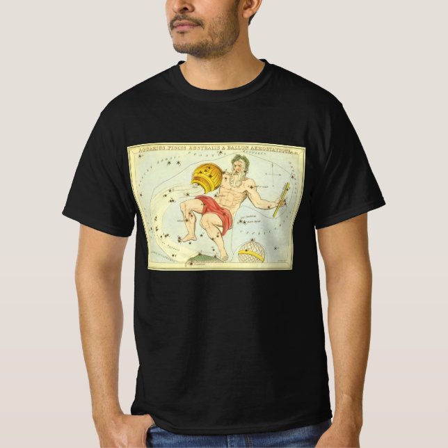 Camiseta Vintage Zodiac, Astrologia Constelação Aquarius (Frente)