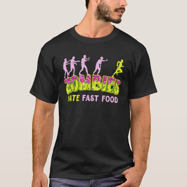 Camiseta Vintage Zombies odeia Comida rápida (Frente)