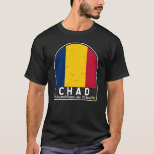 Camiseta Vintagem Afetada do Sinalizador Chade Emblem