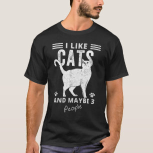 Camiseta Vintagem Branca Preta Eu Gosto De Gatos E Talvez 3
