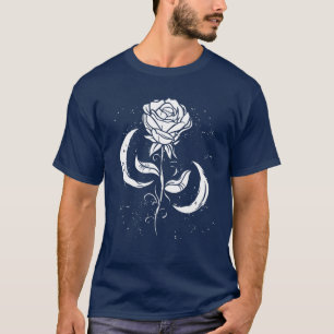 Camiseta Vintagem da Bruxa da Flor da Lua do Rosa oculto mí