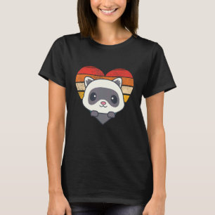 Camiseta Vintagem da Forma Retro Coração do Ferão Bonito