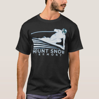 Camiseta Vintagem da Ilustração VT de Montagem de Esqui Ret