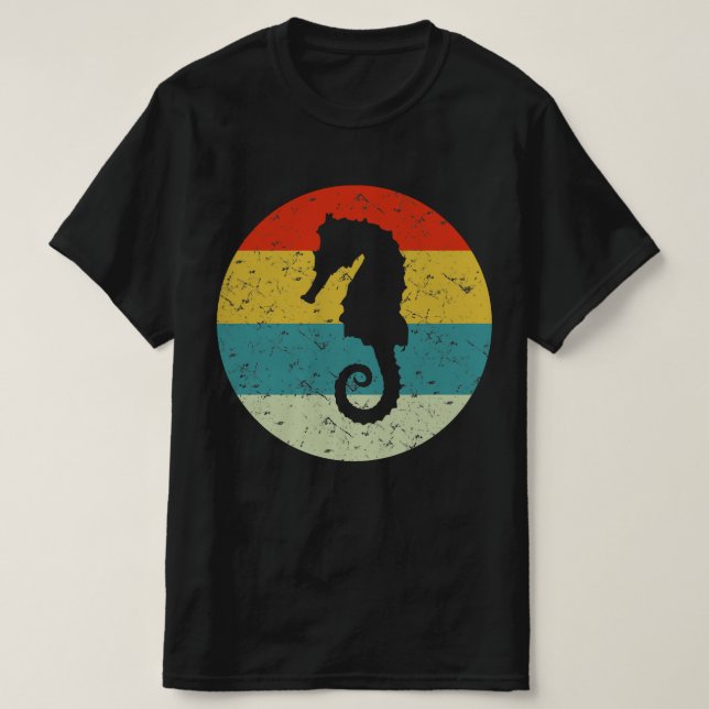 Camiseta vintagem de cavalo marinho (Frente do Design)