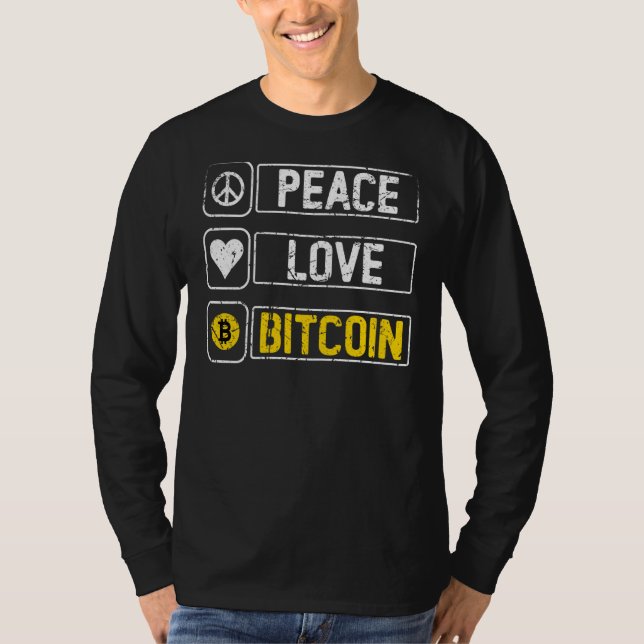 Camiseta Vintagem de Cryptocurrency Btc do Peace Love (Frente)