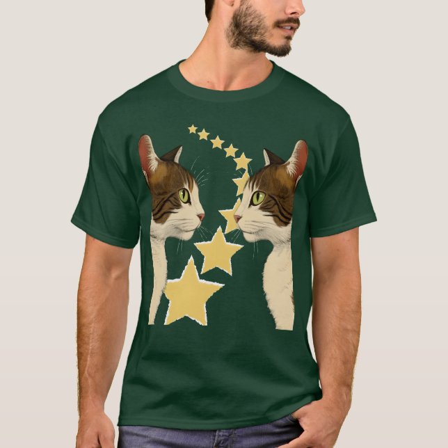 Camiseta Vintagem de Gatos Espelhados (Frente)