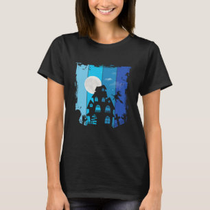 Camiseta Vintagem de Halloween, design assombrada e assusta