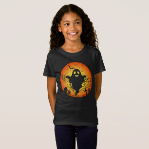 Camiseta Vintagem de Halloween, design assombrada e assusta
