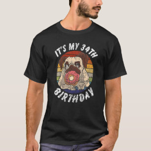 Camiseta Vintagem de Rosquinha e Pug, 34 anos de idade, foi