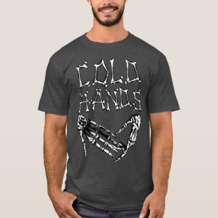 Camiseta Vintagem Do Coração Da Mão Fria Do Esqueleto Da Mã