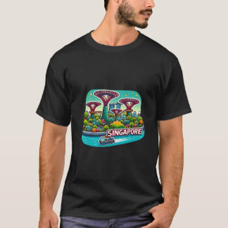 Camiseta Vintagem do Jardim de Cingapura