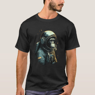 Camiseta Vintagem do macaco Viagem do Astronauta Espacial C