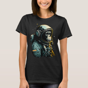 Camiseta Vintagem do macaco Viagem do Astronauta Espacial C