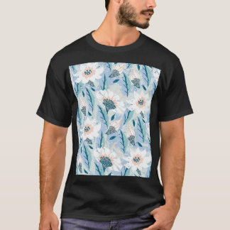 Camiseta Vintagem Floral Pintada À Mão Negra