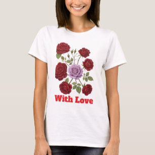 Camiseta Vintagem Floral Retro Rosa Botânica Romântica