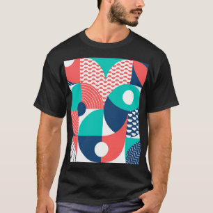Camiseta Vintagem Moderna Mural Geométrica