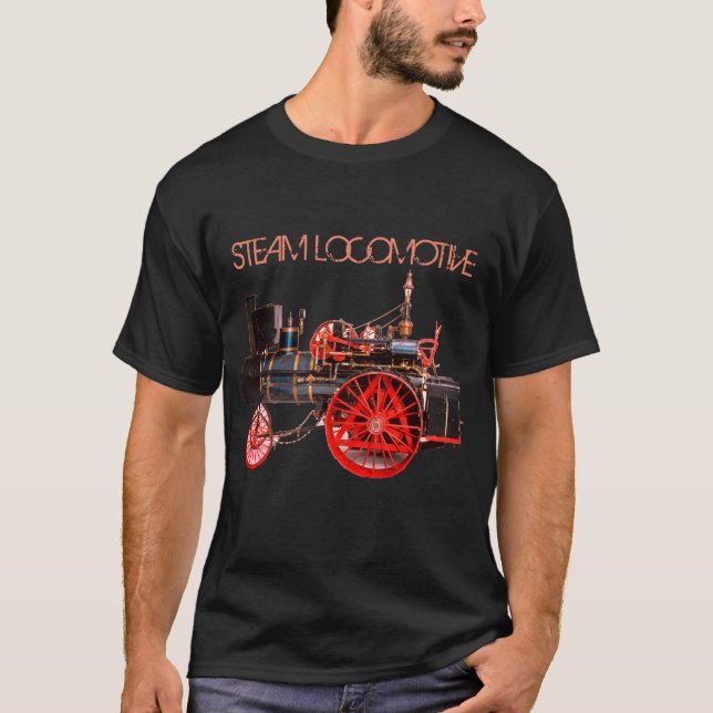 CAMISETA VINTAGEM VAPOR VERMELHO LOCOMOTIVO (Frente)