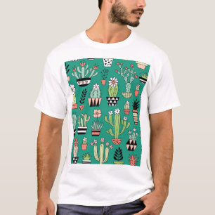 Camiseta Vintagem Verde de Fundo Cactusa Bloqueante