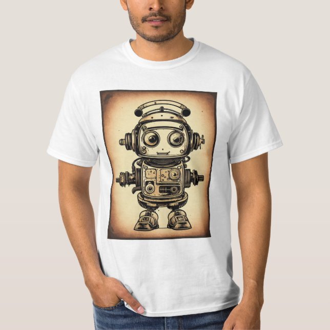 Camiseta vintaje robot steampunk IA (Frente)
