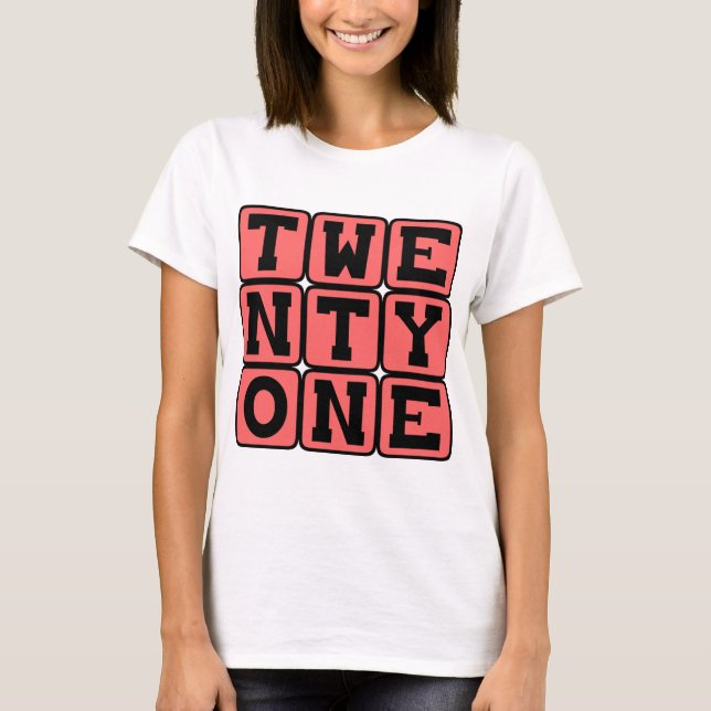 Camiseta Vinte e Um, Número 21, Jogo de Cartas (Frente)