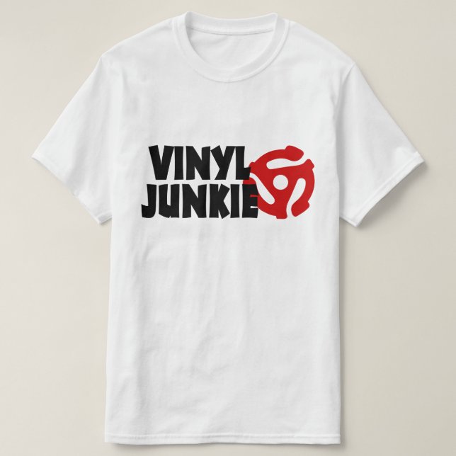 Camiseta Vinyl Junkie (Frente do Design)