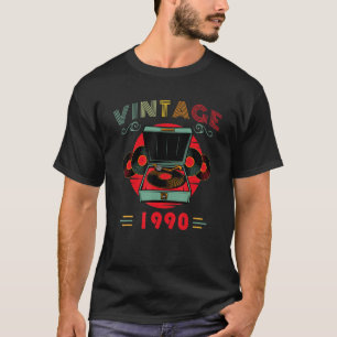 Camiseta Vinyl Lover Birthday for Music Lover e DJ 1990