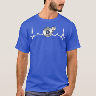 Camiseta Vinyl Record Heartbeat Antiga Escola DJ House Musi