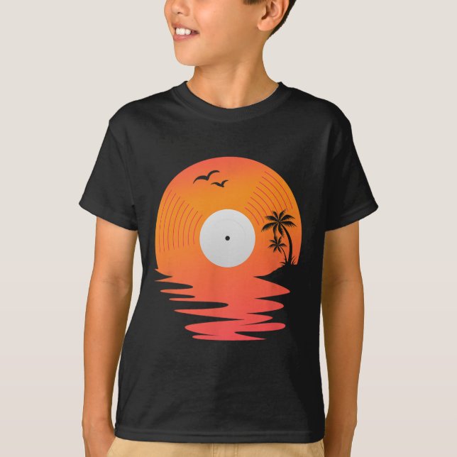 Camiseta Vinyl Record Retro Disk Sea Beach Turntables Desig (Frente)