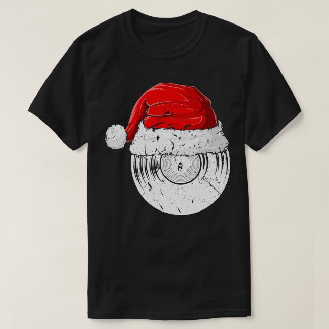 Camiseta Vinyl Record Santa Hat Natal Xmas (Frente do Design)