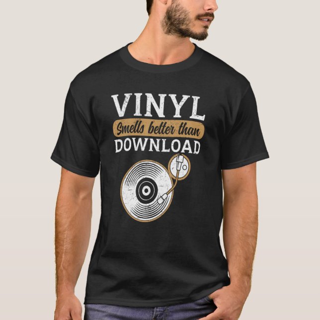 Camiseta Vinyl Smells Better Than Download Record Collector (Frente)