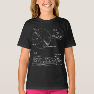 Camiseta Vinyl Turntable Blueprint: Retro Audio Diagram