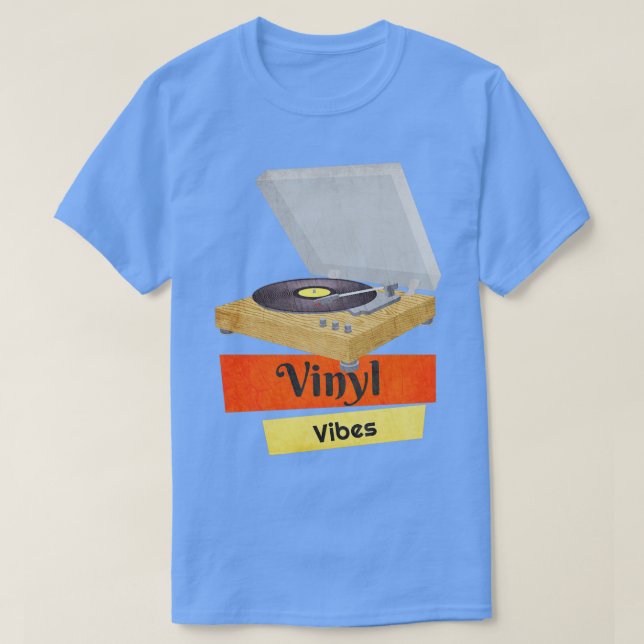 Camiseta Vinyl Vibes Records Turntable Music Lover Retro (Frente do Design)