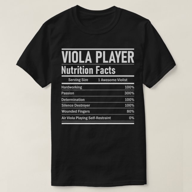 Camiseta Viola Player Nutrição Fata Música Jazz Violista (Frente do Design)