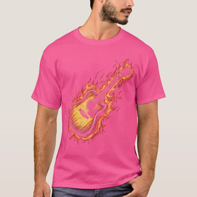 Camiseta Violão Acústico Com Chama (Frente)