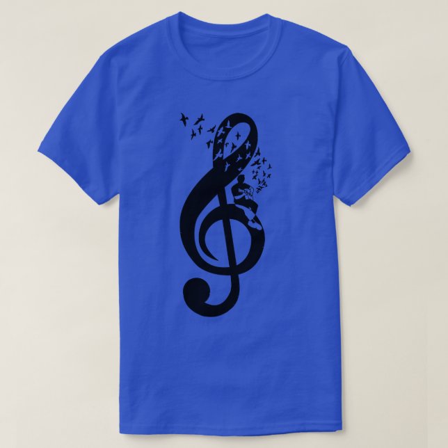 Camiseta Violão Acústico da Clef Treble (Frente do Design)