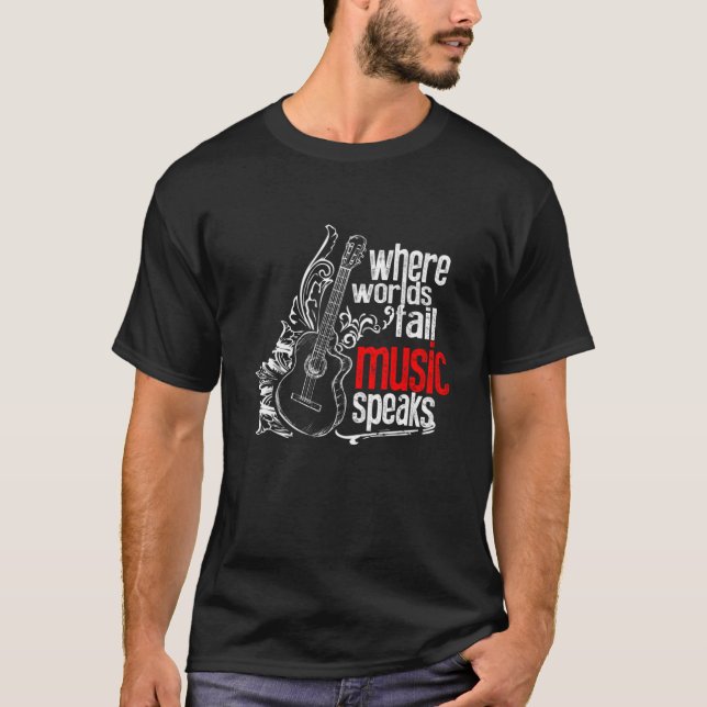 Camiseta Violão Acústico Onde Falam As Palavras De Música F (Frente)