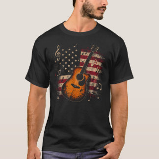 Camiseta Violão Acústico Patriótico Com Americano