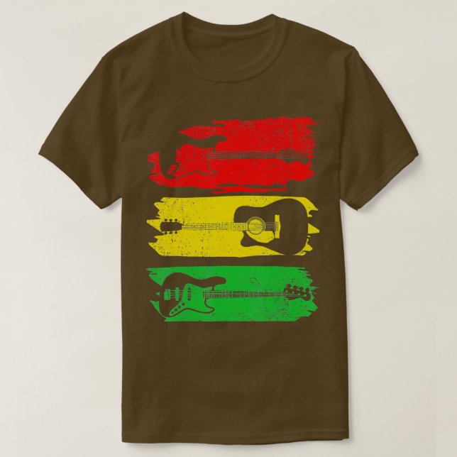 Camiseta Violão Aústico Elétrico História Negra BLM Gu (Frente do Design)
