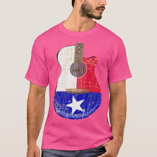 Camiseta Violão Bandeira do Texas Envelhecido Presente para