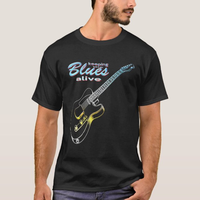 Camiseta Violão Blues Mantendo Os Blues Vivos (Frente)