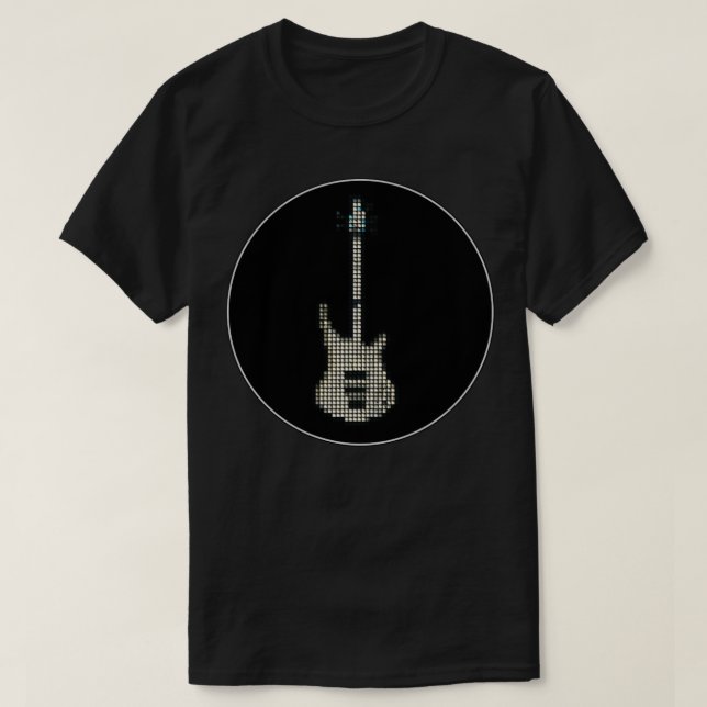 Camiseta Violão branco de píxel em branco K5 em um círculo  (Frente do Design)