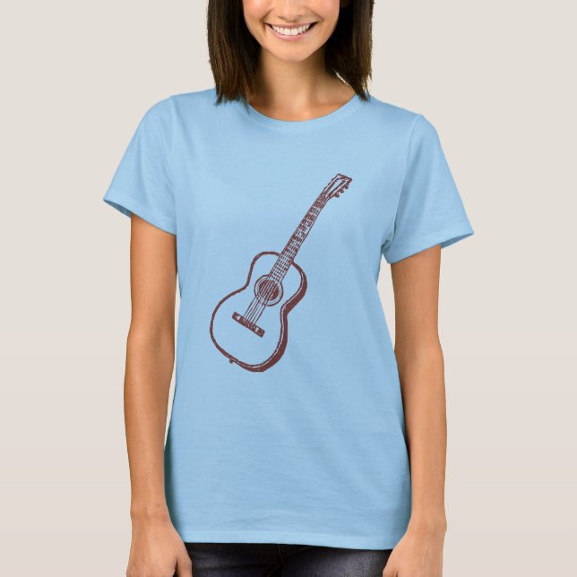 Camiseta Violão Clássico Acústico Castanho (Frente)