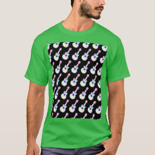 Camiseta Violão Colorido com Gráfico de Notas