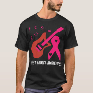 Camiseta Violão com Sensibilização do Cancer de Fita Rosa