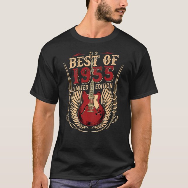 Camiseta Violão De Aniversário De 67 Anos Melhor De 1955 (Frente)