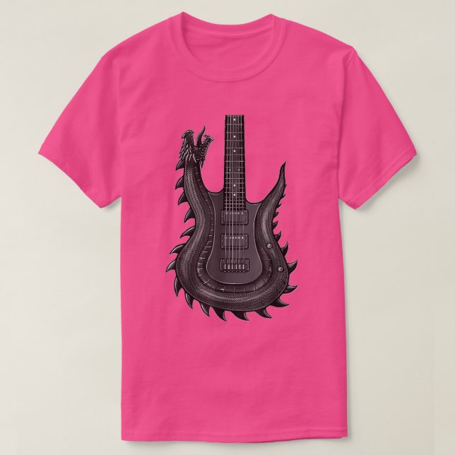 Camiseta Violão De Dragão Único Para Rock Masculino (Frente do Design)