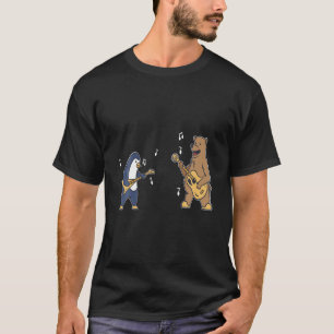 Camiseta Violão De Pinguim E Urso, Instrumento De Música,
